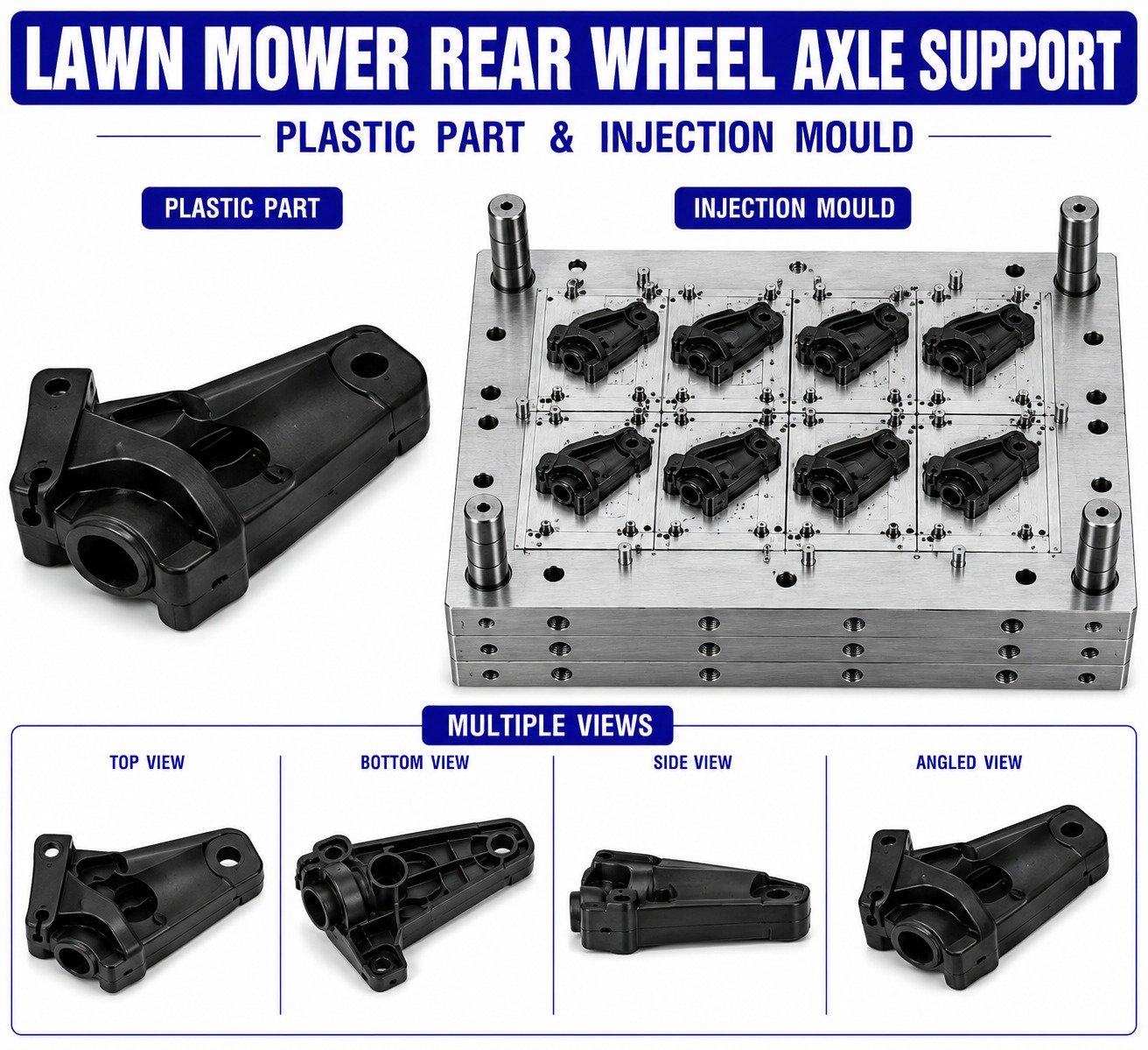 Lawn Mower Plastic Rear Wheel Axle Support Mould and Moulding Services